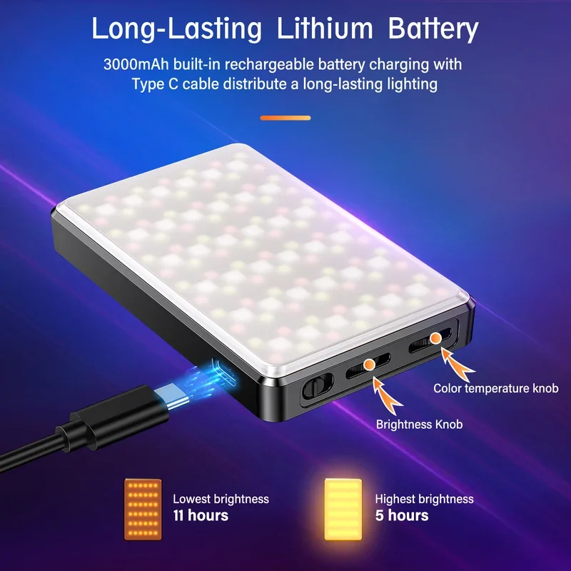 Полноцветный RGB светодиодный мощный перезаряжаемый заполняющий светильник для