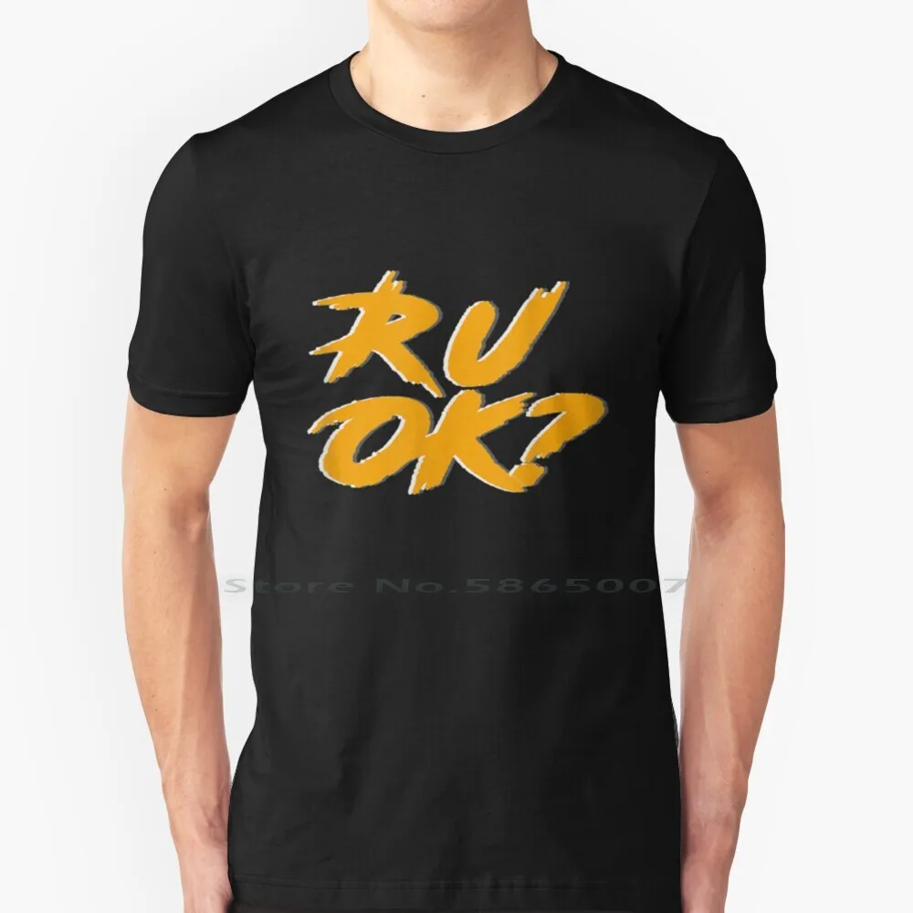 

R U Ok  T Shirt 100% Cotton Drle Tu Vas Bien Daccord Est Ce Que a Va Santé Mentale Aggretsuko Beepbopskeet Vas Tu Ok