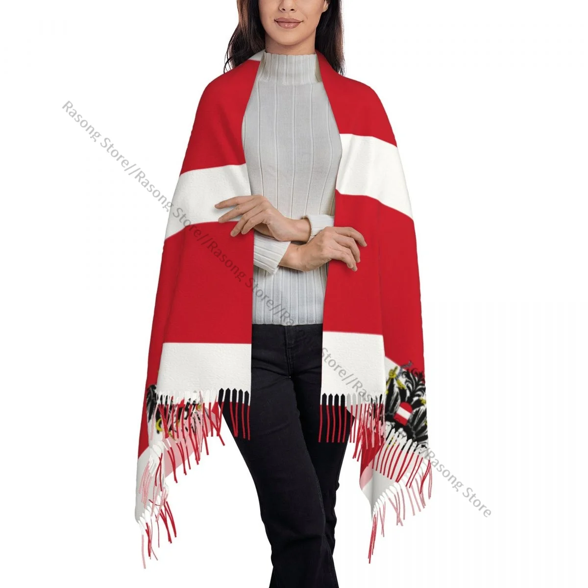 Шарф с кисточками большой размер 196*68 см зимняя теплая шаль из пашмины накидка