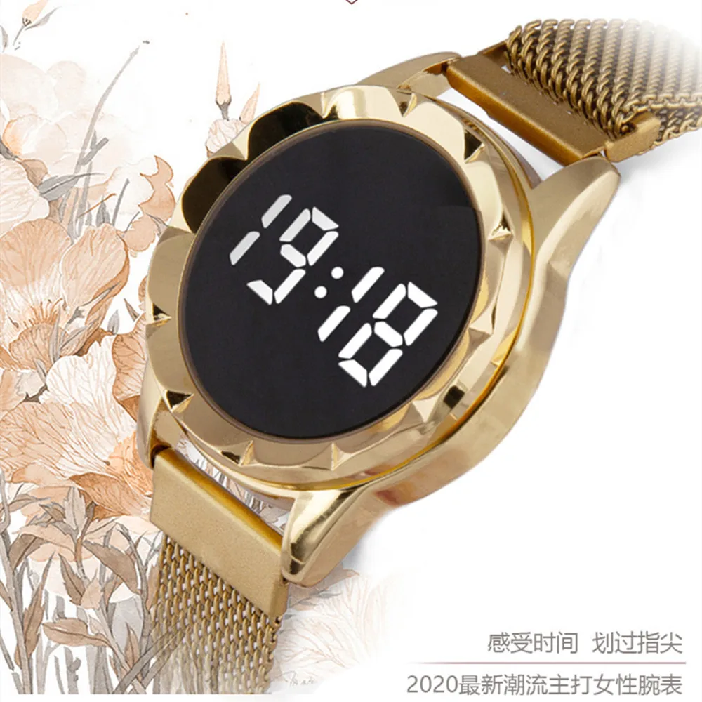 

Часы наручные женские с круглым светодиодным сенсорным экраном, 2020