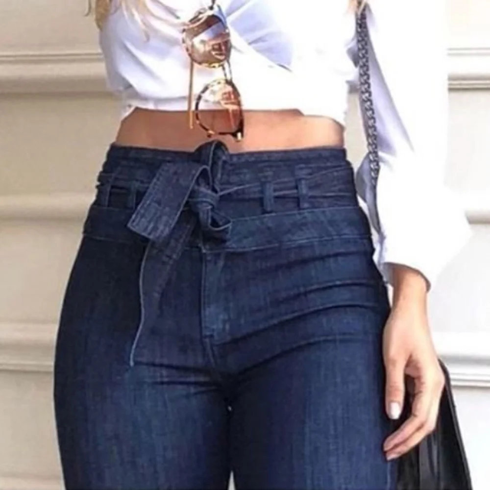 Женские брюки Mia Muse всесезонные приличные тонкие на шнуровке с высокой талией