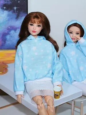 

Blue Star Hoodie Top 1/6 BJD Dolls Clothes for Barbie Clothes Coat Sweatshirt 11.5" Doll Outfits for Barbie Accessories Kids Toy