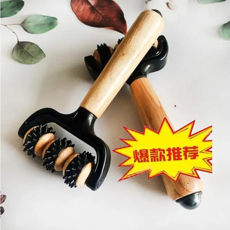 1 шт. ручной массажный ролик из массива дерева