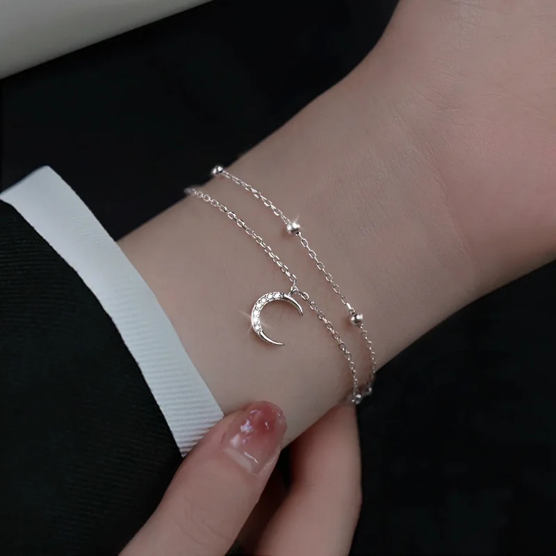 

Popular Star Moon Bracelet Geometric Double Layer Bracelet Party Gift Fashion Women Jewelry Free Shipping