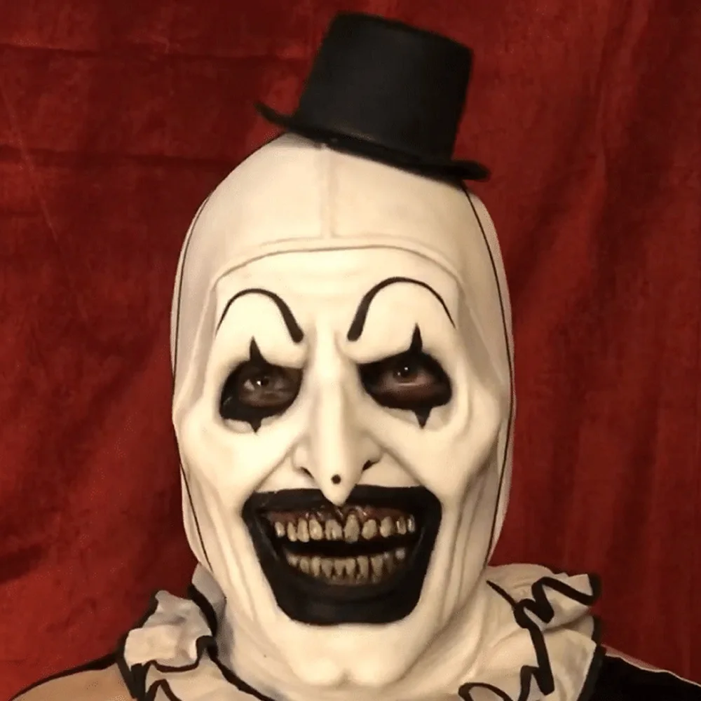 

Латексная Маска Джокер, ужасное искусство, маски для косплея клоуна, шлем на все лицо из ужасов, костюмы на Хэллоуин, аксессуары, реквизит для карнавала Вечерние