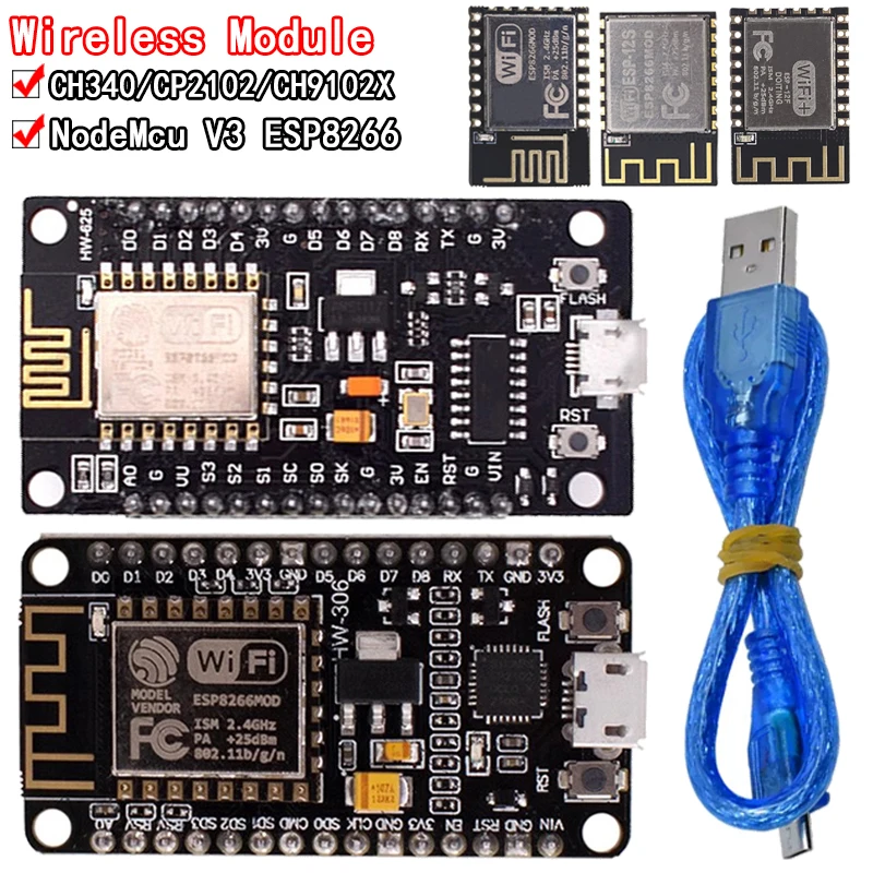 Беспроводной модуль V3 NodeMcu 4 м байты Lua WIFI Интернет вещей макетная плата на основе ESP8266 ESP-12E для arduino CP2102