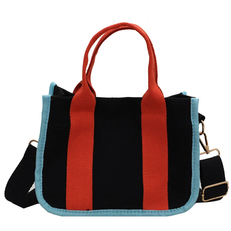 

Small Canvas Color Contrast Brand Designer Crossbody Bags with Short Handle for Women 2021 Simple Shoulder Handbags and Purses