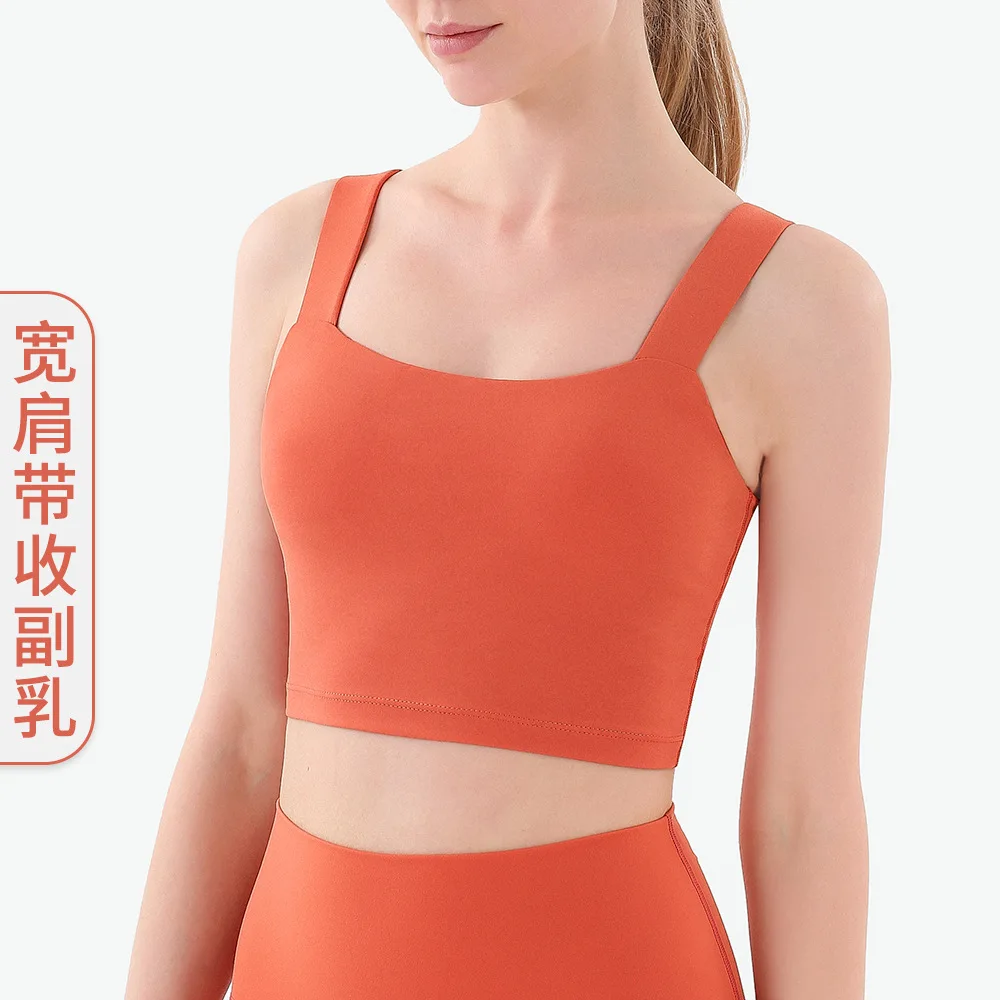 

Hot Selling Wholesale Pop Women Sports Bra Tight Gym Crop Top Yoga Vest Shockproof With Chest Pad High Strength Fitness Clothing