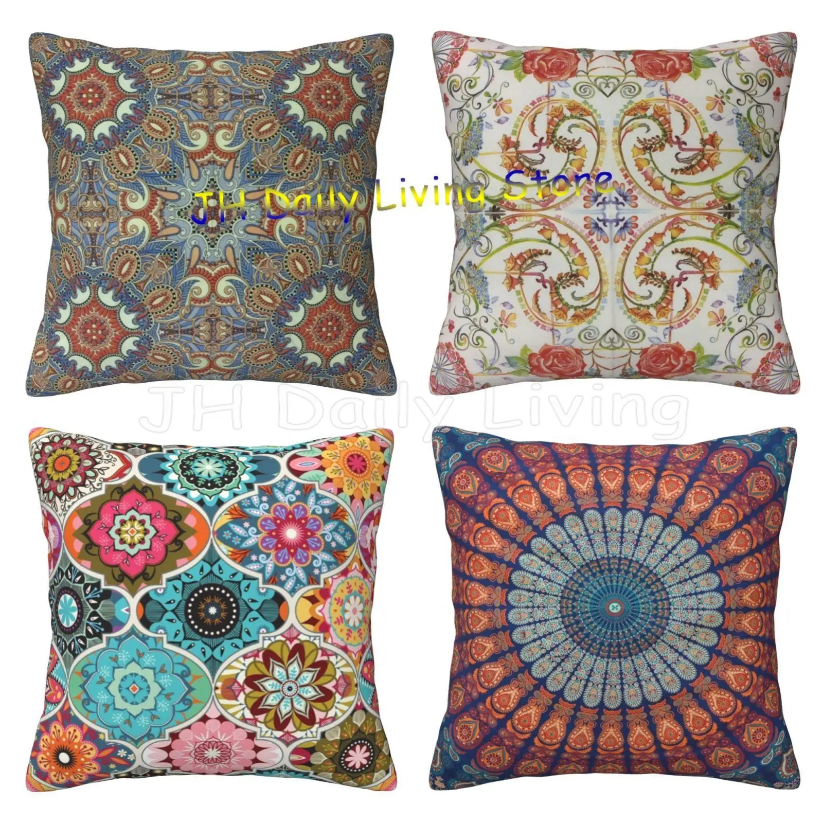 

4pcs Pillow Case Set 45cm Modern Simple Bohemian Mandala Pillow Cover Home Sofa Decor Soft Cozy Pillowcase Bedroom Cushion Cover