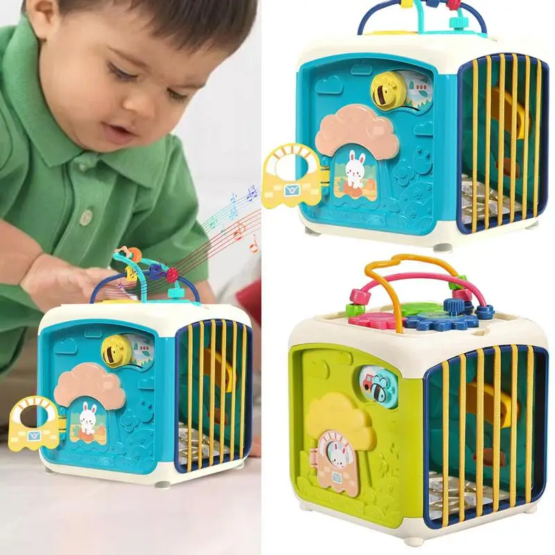 

Busy Cube Wooden Activity Center Cube STEM Sensory Cube Polyhedral Early Educational Toy Montessori Fine Motor Skills