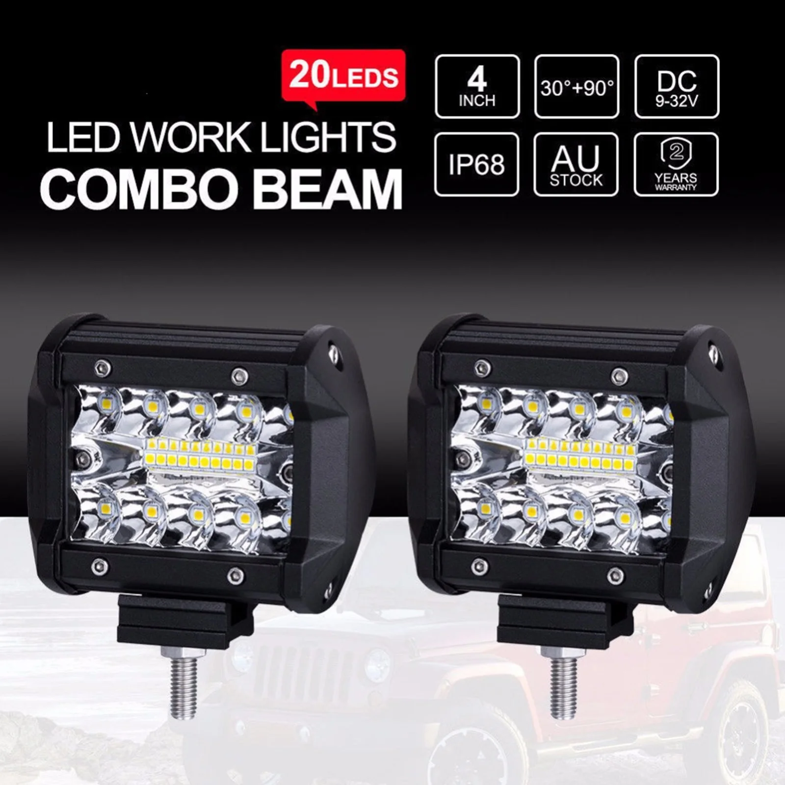 

2pcs Car LED Bar Worklight 60W Offroad Work Light 12V Spot Lighting Lamp 4x4 LED Tractor Headlight Bulbs Spotlight Truck ATV UTV