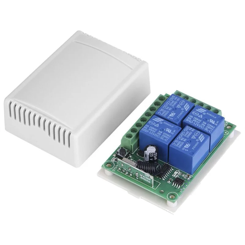 

Universal Wireless Remote Control Switch DC 12V 4CH Relay Receiver Module with 4 Channel RF Remote 433 Mhz Transmitter