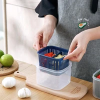 1pcsmall kitchen storage containers drainer with lid drain refrigerator organizer basket clear plastic container kitchen storage