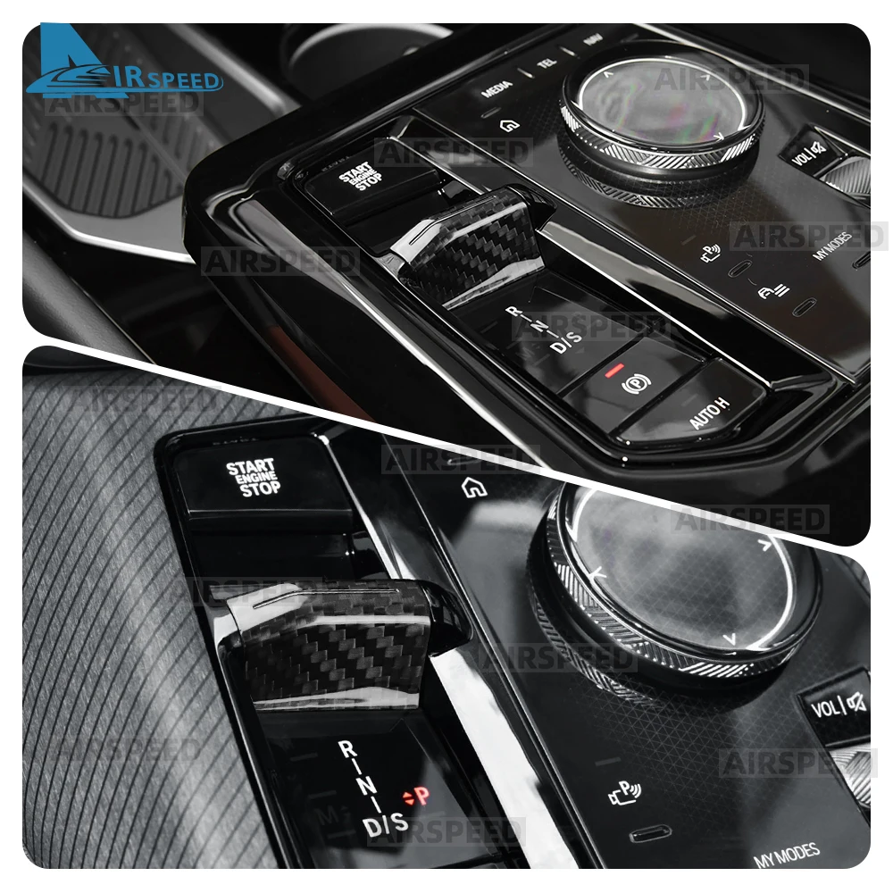 Фото Настоящее твердое сухое углеродное волокно для BMW X3 G45 M3 G80 2025 IX i20 2021-2025 i5 G60 5 серии G60 2024 2025 Автомобильная ручка переключения передач Накладка №4