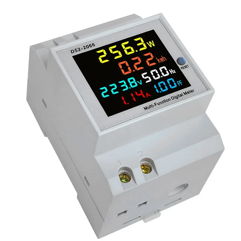 

2X Din Rail AC Monitor 6IN1 40-300V 100A Voltage Current Power Factor Active KWH Energy Frequency Meter VOLT AMP