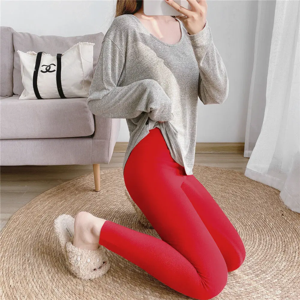 High Waist Double Side Brushed Plush Women's Warm Pants Autumn and Winter Trousers Plush Thickened Seamless Leggings