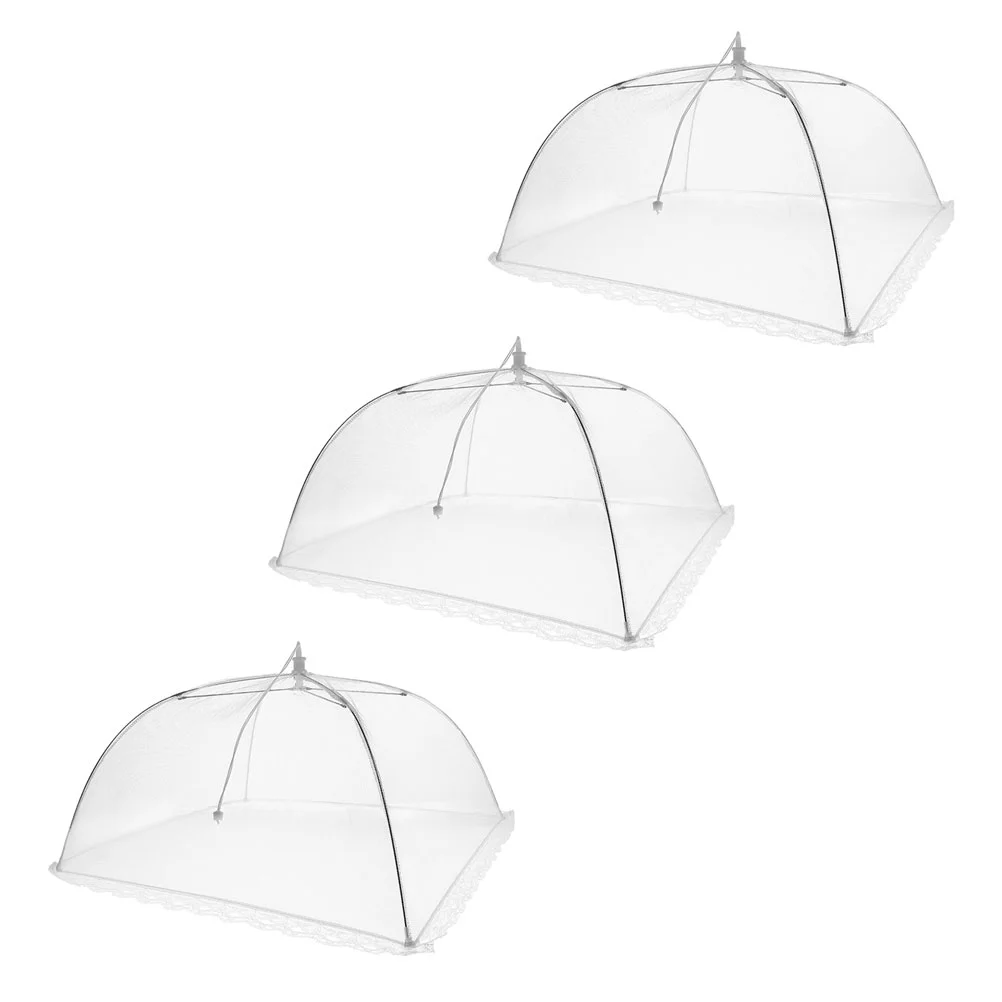 

3pcs Mesh Folding Dishes Covers Cake Cover Kitchen Cover Picnic Plates Foldable Tent Covers for Outside
