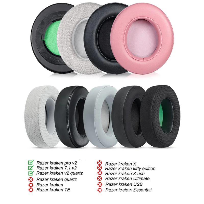 

Replacement Earpads Cushion for Razer Kraken Pro V2 Protect Headband Headbeam for Razer Kraken 7.1 V2 / Kraken V2 Headphone