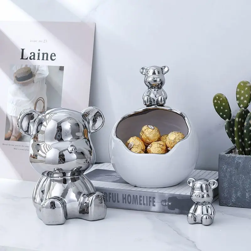 

Storage Bedroom Container Room Decoration Living Bank Tray Candy Piggy Figurines Decor Animal Ornament Creative Statues Bear Key