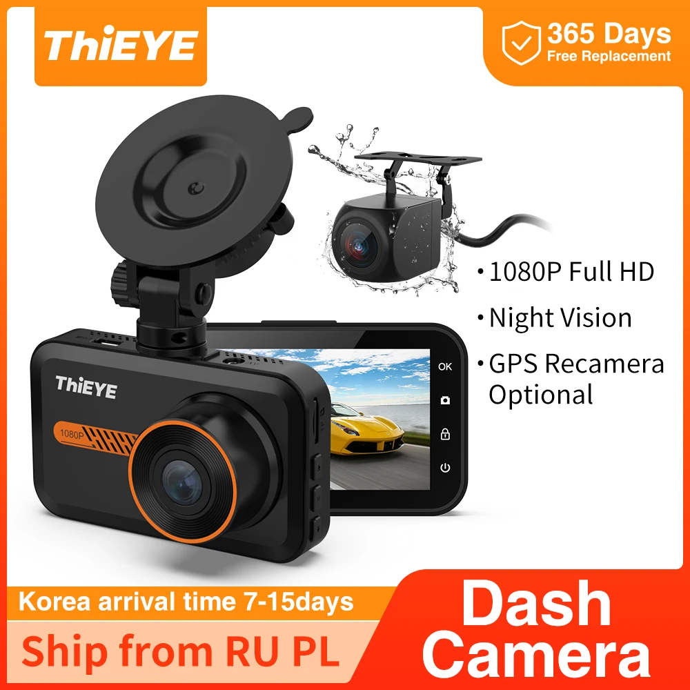 ThiEYE Dash Cam HD car video recorder GPS Автомобильный видеорегистратор 1080P с поддержкой задней