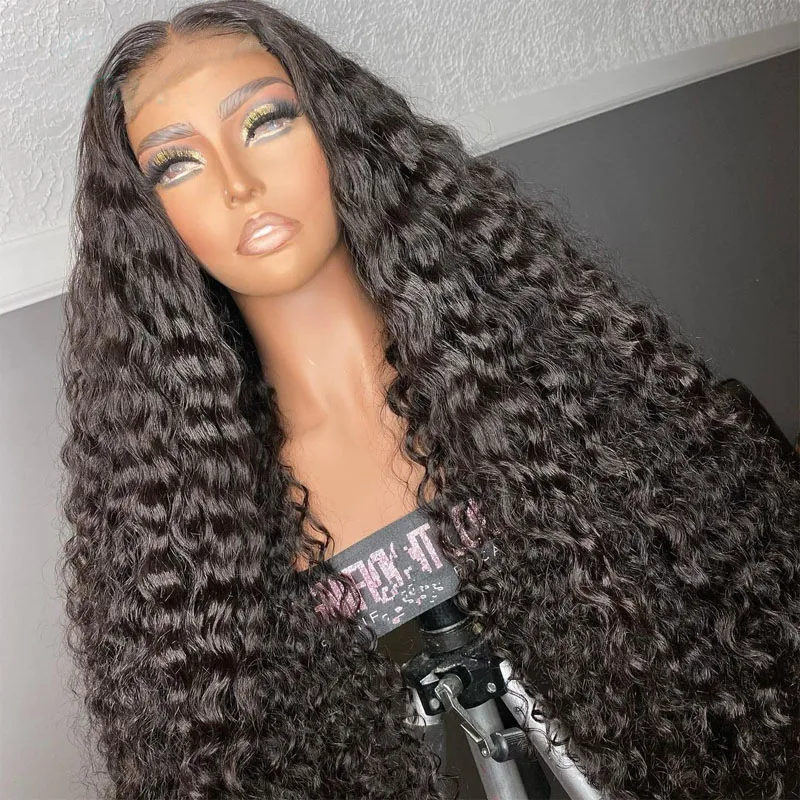 

Natural Black Cosplay 26inch Long Kinky Curly Lace Front Wig For Women With Babyhair Pre Plucked Daily Deep Part 180Density Wig