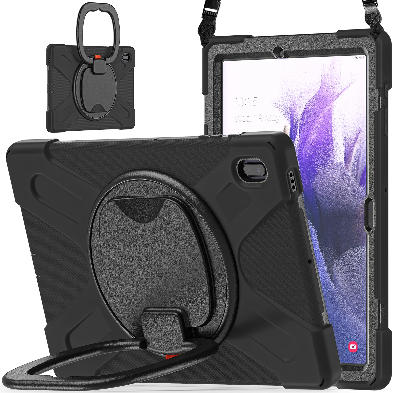 

For Samsung Galaxy Tab S7 FE 12.4 2021 SM-T730 T735 T736 Case Kids Safe Armor Shockproof PC Silicon Hybrid Stand Tablet Cove