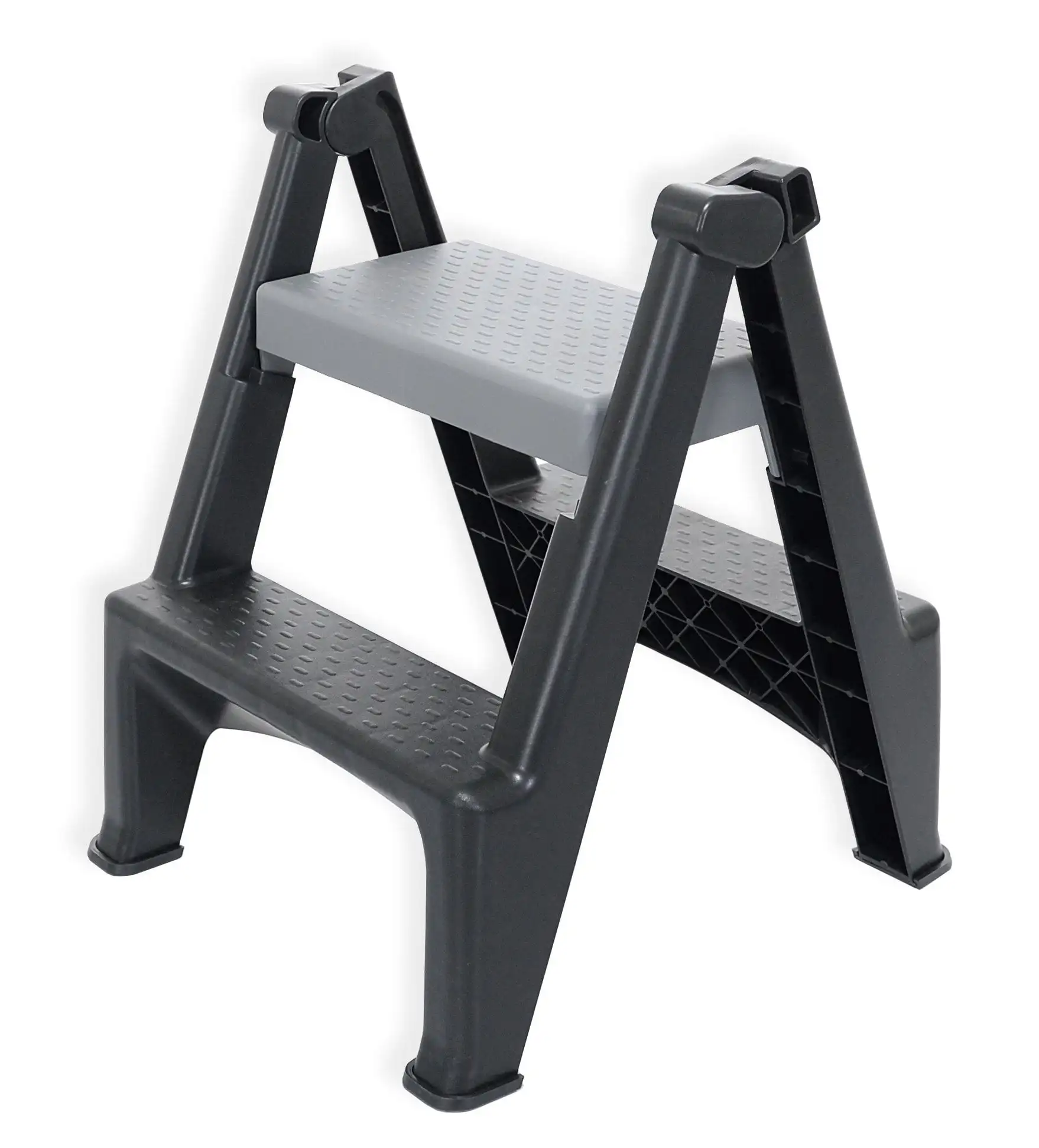 

2-Step Foldable Step Stool, Black and Gray