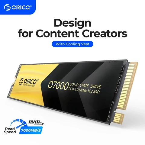 ORICO O7000 Новый PCIe4.0 M.2 NVMe SSD Внутренний твердотельный накопитель M.2 M ключ 2280 мм SSD w/охлаждающий жилет дизайн для создателей контента