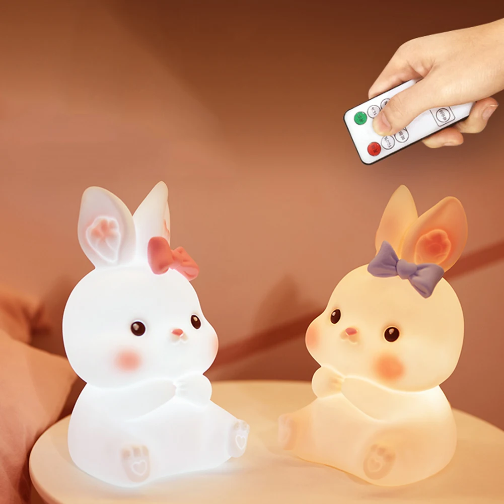 

Night Light For Children Cute Rabbit Soft Silicone Lamp Pig Animals With Touch Sensor For Kids Bedroom Decor USB Rechargeable