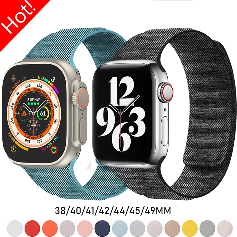 

Магнитная Петля для Apple Watch Ultra, нейлоновый спортивный ремешок для часов IWatch series 8 7 6 se 5 4 3, 49 мм 42 мм 44 мм 45 мм 38 40 41 мм