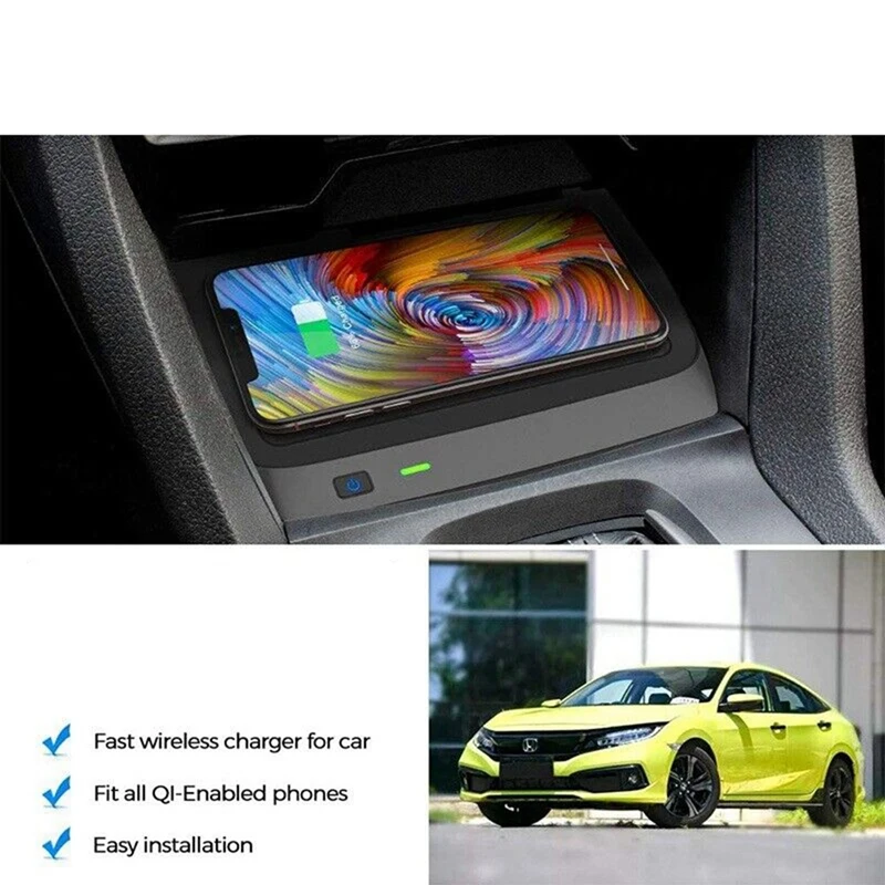 Беспроводное зарядное устройство для автомобиля 2016 2017 2018 2019 2020 Honda 10 поколения Civic