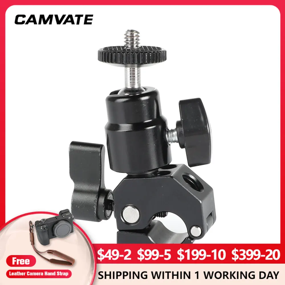 

CAMVATE 360° Swivel Mini Ball Head With 15mm Single Rod Clamp & 1/4"-20 Screw Mount For Monitor,Video Light,Flash,Microphone,LCD
