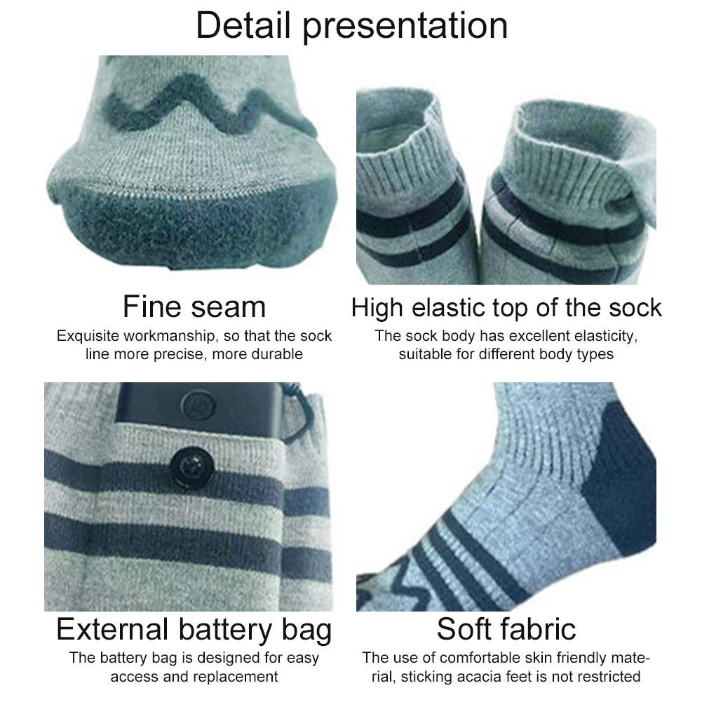 Носки с электрическим подогревом зимние термоноски моющиеся уличные лыжные