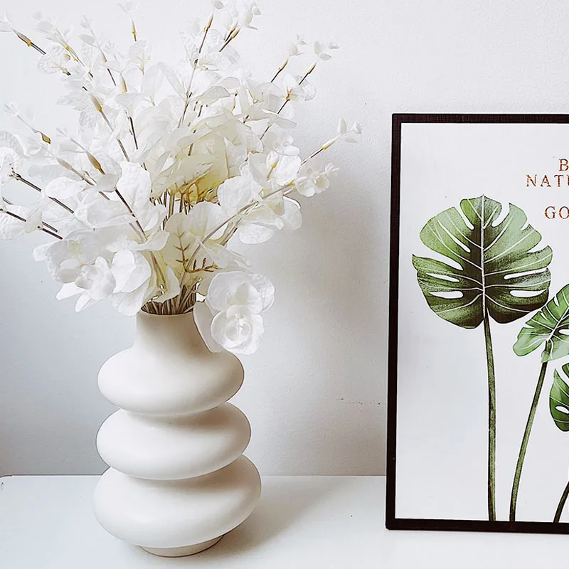 

Nordic Home Decoration Accessories White Vegetarian Ceramics Desktop Vases Ornaments Office Desktop Flower Arrangement Container