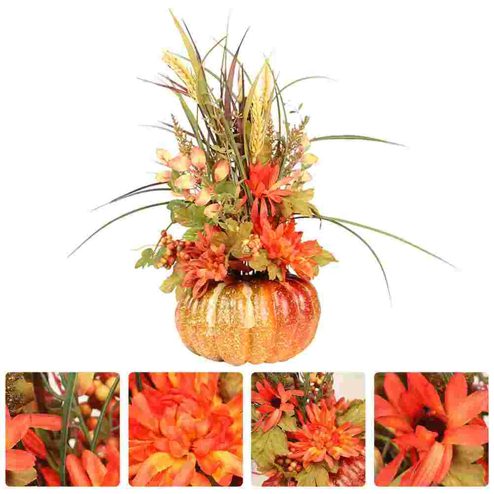 

Pumpkin Prop Artificial Decorpumpkins Thanksgiving Centerpiece Fall Potted Festival Fruit Photo Maple Harvest Ornament Leaves