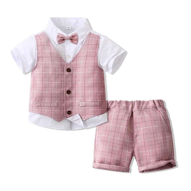 

0-5 year old children's small suit, summer fashion children's lattice type boys' gentlemen's photography dress suit, baby's firs