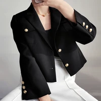 womens short suit jacket black casual single breasted long sleeved suit jacket 2022 spring and autumn new style