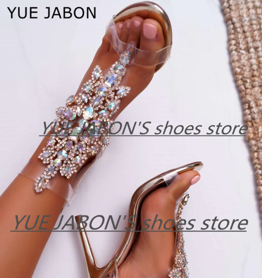 

Silver Gold Buckle Strap Sandals Women 2023 Crystal Sandals Female Bohemian Style Summer Fashion High Heels Women's Shoes
