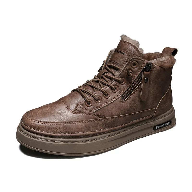 

Мужские ботинки Martens; Новинка; Зимняя теплая Повседневная обувь на флисовой подкладке с высоким берцем; Универсальные рабочие ботинки из хл...