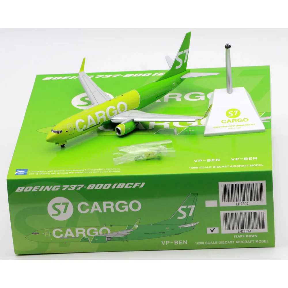 

LH2302A Alloy Collectible Airplane Gift JC Wings 1:200 S7 Cargo Boeing B737-800(BCF) Diecast Aircraft Jet Model VP-BEN Flap Down