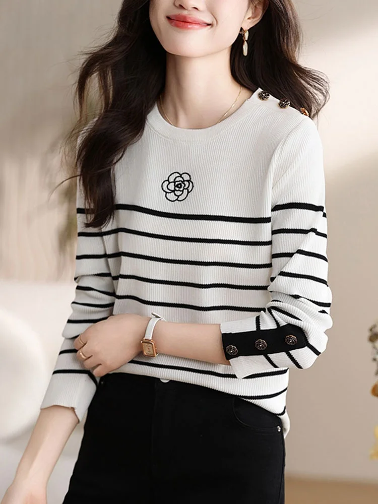 La Chabell Puella Camellia с вышивкой на плечах и пуговицами в полоску новый элегантный