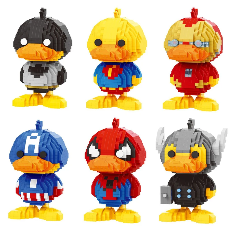 

Mini Diamond Blocks Duckbill Cartoon Building Bricks Cosplay Hero Duck Model Anime Auction Figure Gift Toy for Children 725pcs+