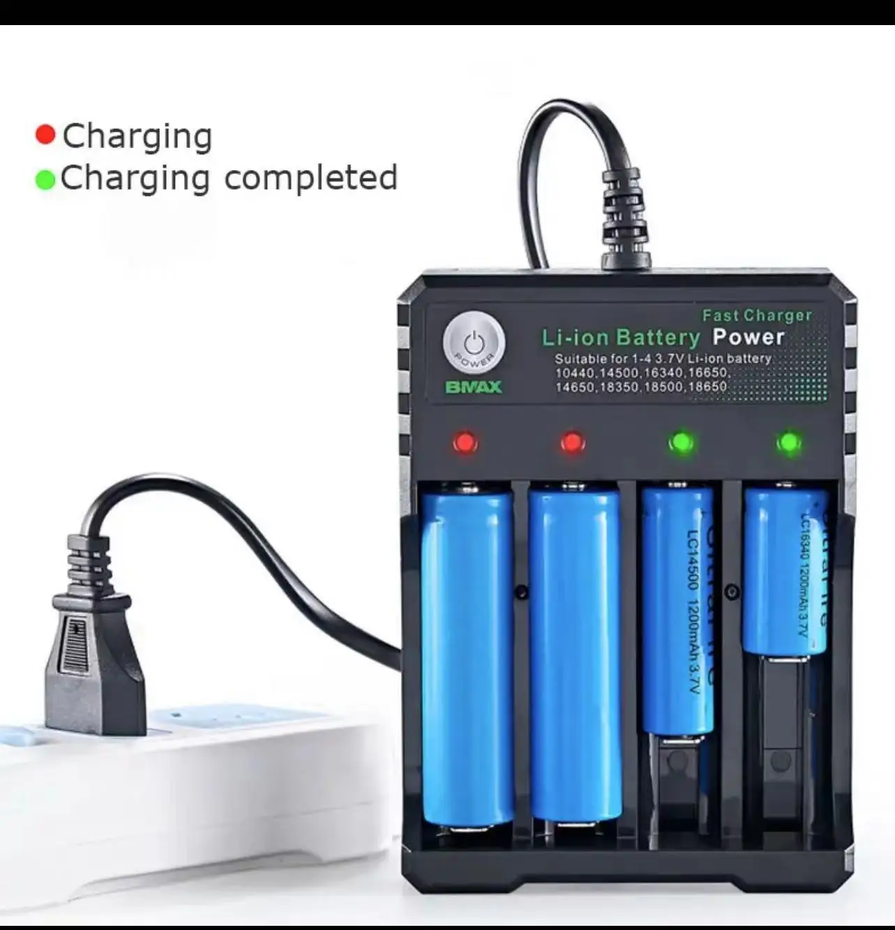 Зарядное устройство 18650 черное 4 слота переменный ток 110 В 220 двойное зарядное для