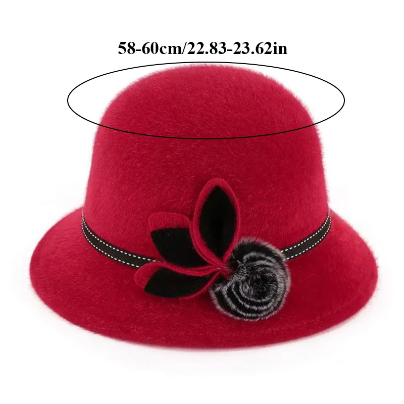 Winter Warm Fedoras Hat For Women Elegant Vintage Bowknot Wool Ladies Hat Dome Felt Wedding Church Jazz Cap Female Bow Bowler images - 6