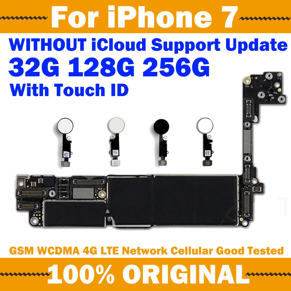 Материнская плата 32 ГБ/128 ГБ/256 ГБ для iphone 7 с Touch ID/без ID 100% оригинал бесплатный iCloud