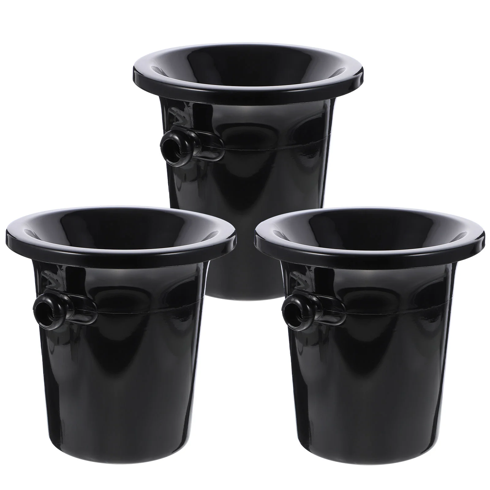 

3 Pcs Spit Barrel Creative Tasting Spittoon Dump Bucket Black Double Ears Plastic Mini Cooler Storage Ice