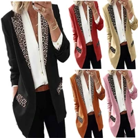 spring and autumn fashion new womens casual fashion leopard print long sleeve small suit jacket women female coat lady