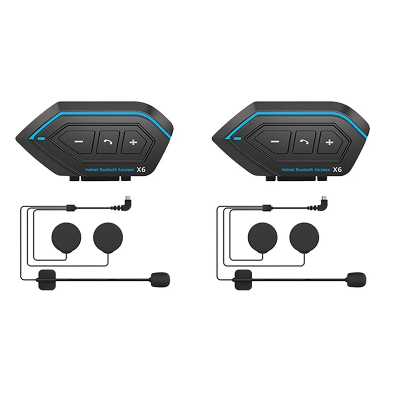 

Top 2 Pcs X6 Helmet Bluetooth Headphones BT5.0 800MA Motorcycle Riding Wireless Call Stereo Anti-Jamming Waterproof Headset
