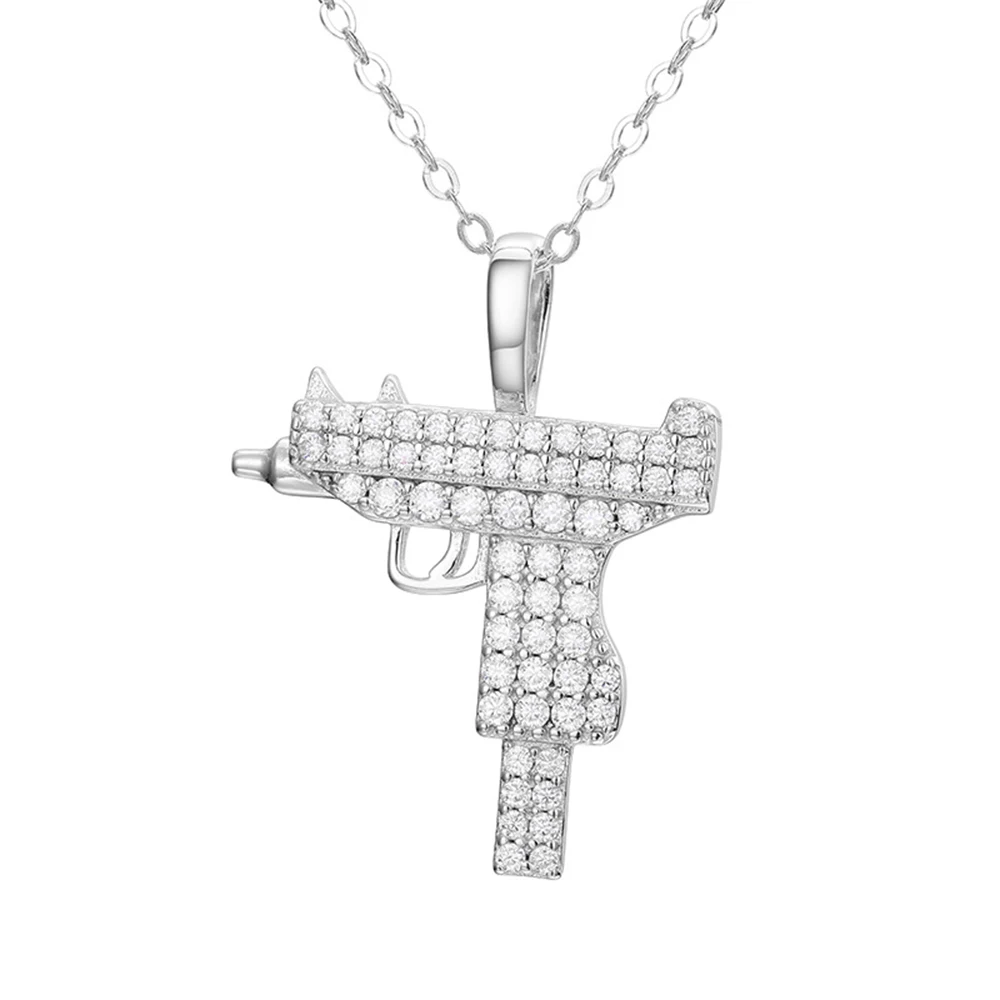 Gun Shape Moissanite Necklaces for Women S925 Silver Pendant Men Hip Hop Jewelry Pass Diamonds Tester With GRA Free Shipping