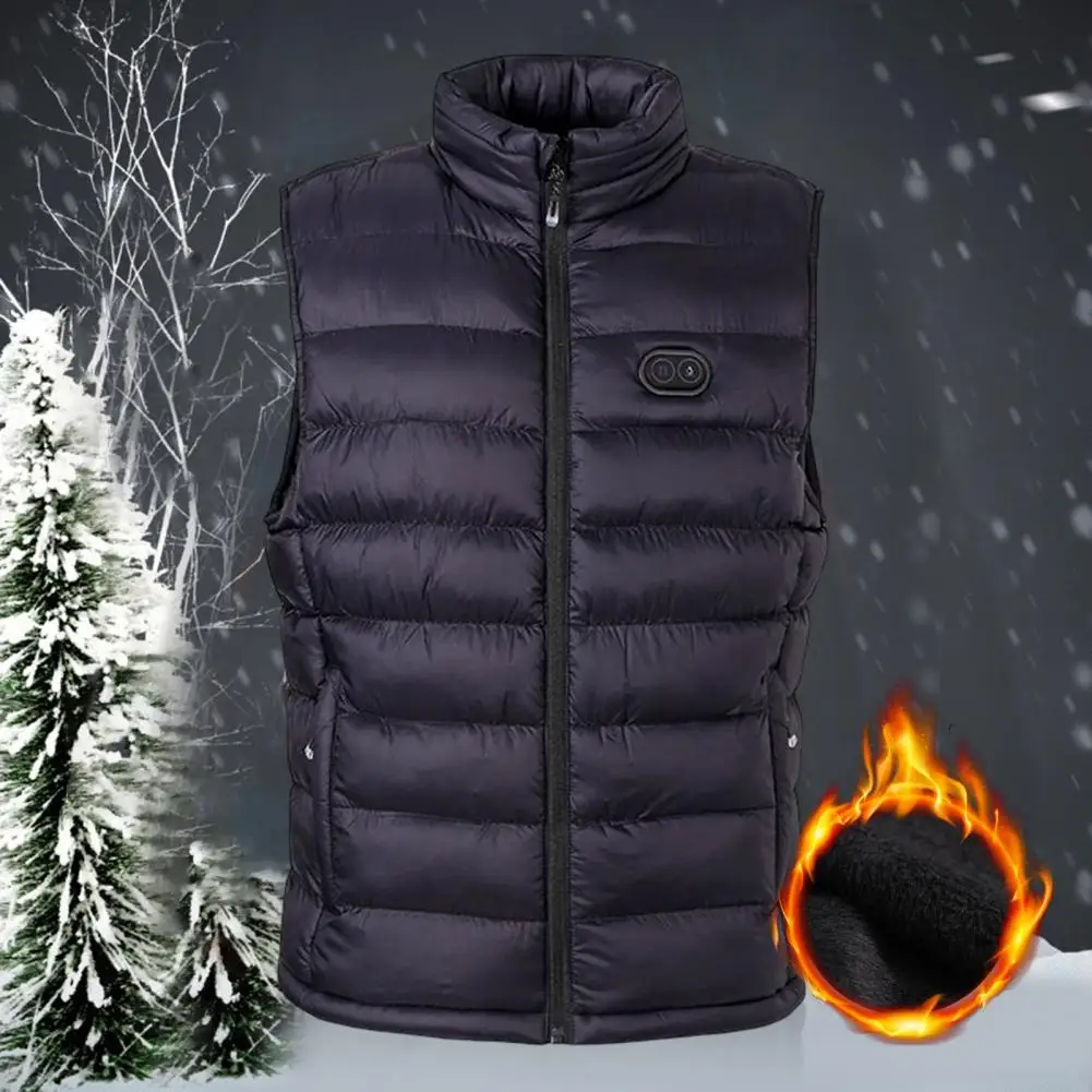 

Stylish Cotton Padded Smooth Zipper Heated Vest Winter Waistcoat Warm 4 Heated Zones
